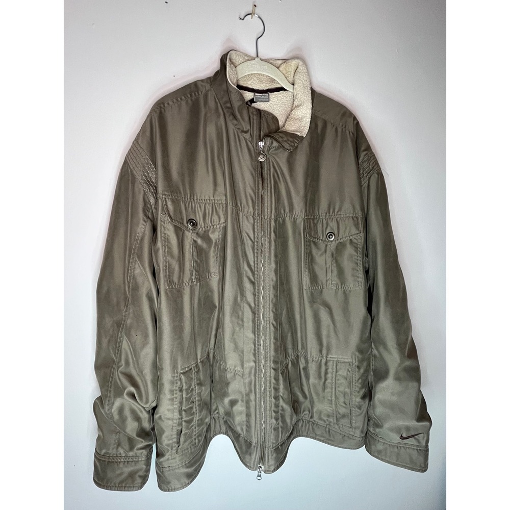Nike Mens Vintage Sherpa Lined Field Jacket Olive Green 5XL 216774-240 Full Zip